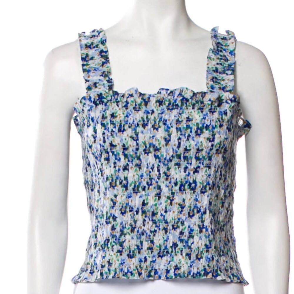 Veronica Beard Floral Ruffle Tank Top, Size XS
